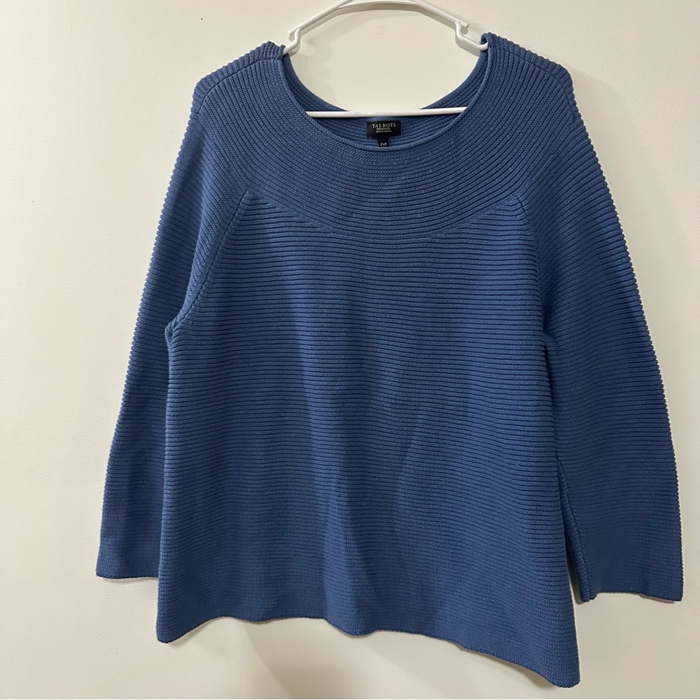 TALBOTS Blue Round Neck Knit Sweater Size‎ 2XL P Petite